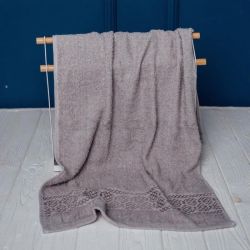 Рушник теплі лінії сіро-коричневий 50*100