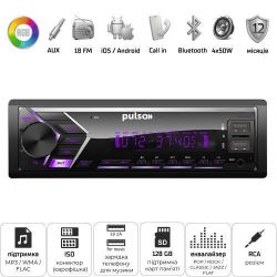 Автомагнітола Pulso-110111:RGB, USB, FM, RCA, LCD-дисплей, 4х50 Вт, керування через Bluetooth