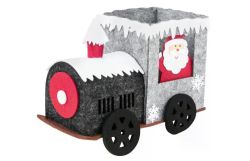 Кошик новорічний з фетру Паровоз сірий 22 см