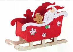 Кошик новорічний з фетру сани з Сантою 23 см