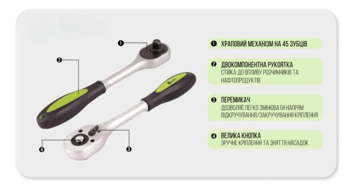 Набір головок 1/4", 17 предметів 4-13 мм