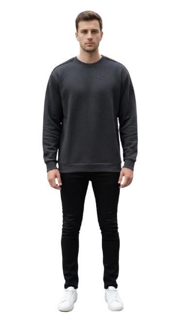 Батник чоловічий на флісі великих розмірів чорний 8XL