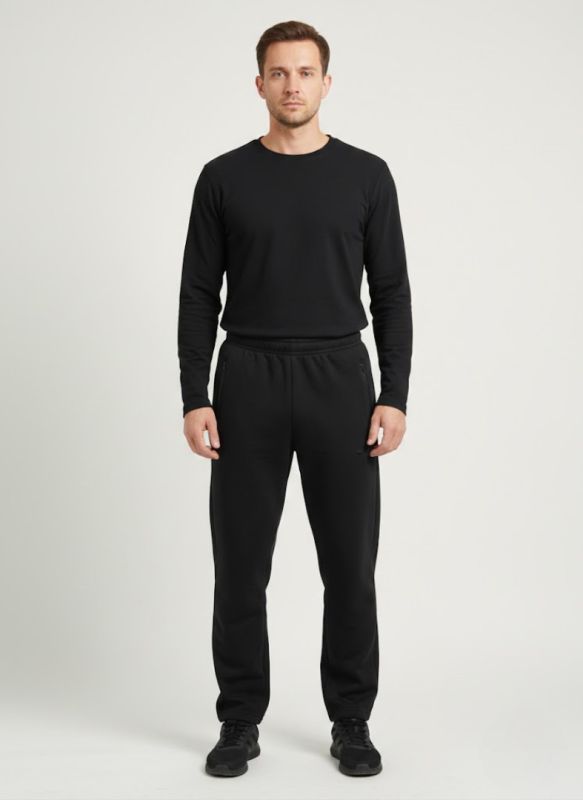 Штани спортивні чоловічі фліс чорні (50)