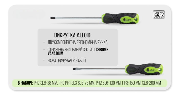 Набір викруток хрест та шліц, 10 предметів